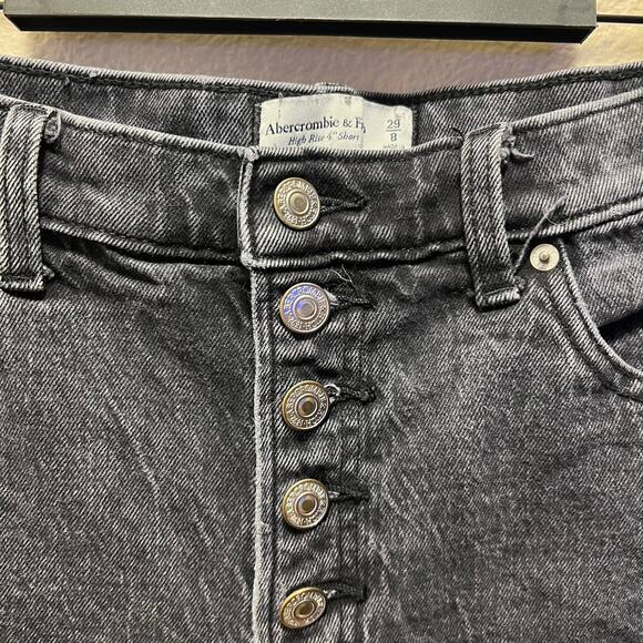 Abercrombie & Fitch High Rise 4" Cut Off Short Black Denim Jean Short 8 Sz 29 - Picture 4 of 6